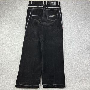 VTG Johnny Blaze Velvet Jeans Mens 38 Black Baggy HipHop Skater 90s Y2K Grunge*